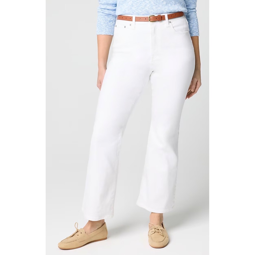 J.Crew Curvy Ankle Flare Jean White High Rise Stretch Denim CQ511 Size 12 31 NEW